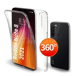 360° Full Body Shockproof Clear Phone Case with PC+Silicone Bumper for Redmi 8A Pro (Clear)
