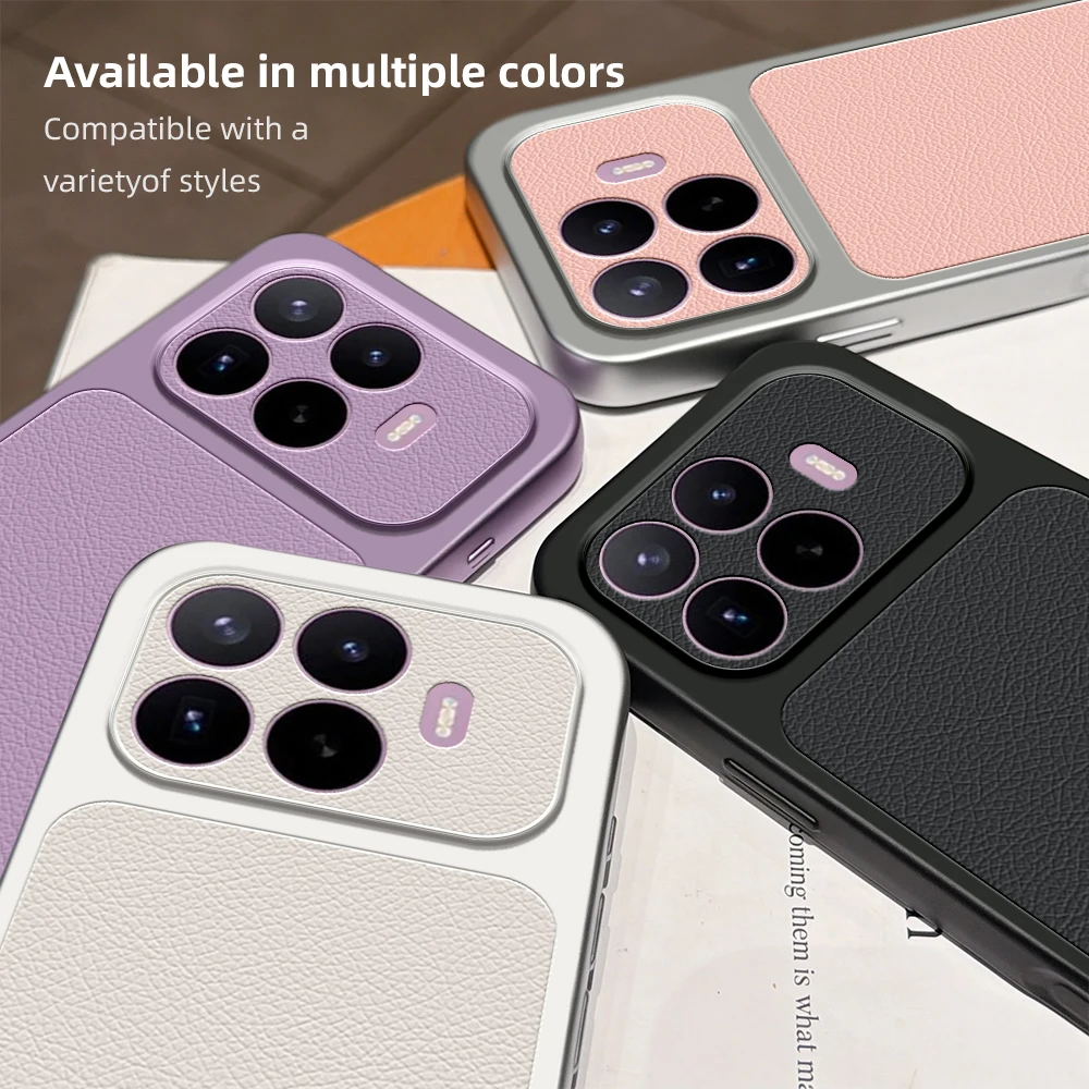 Luxury Leather Back Case with Lens Protection - Elegant Matte Finish