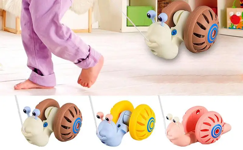 

NEW Pull String Cartoon Snail Car Toy Baby Learn To Crawl And Pull Toys Cute Educational Toy Non Electric Walking Snail for kids