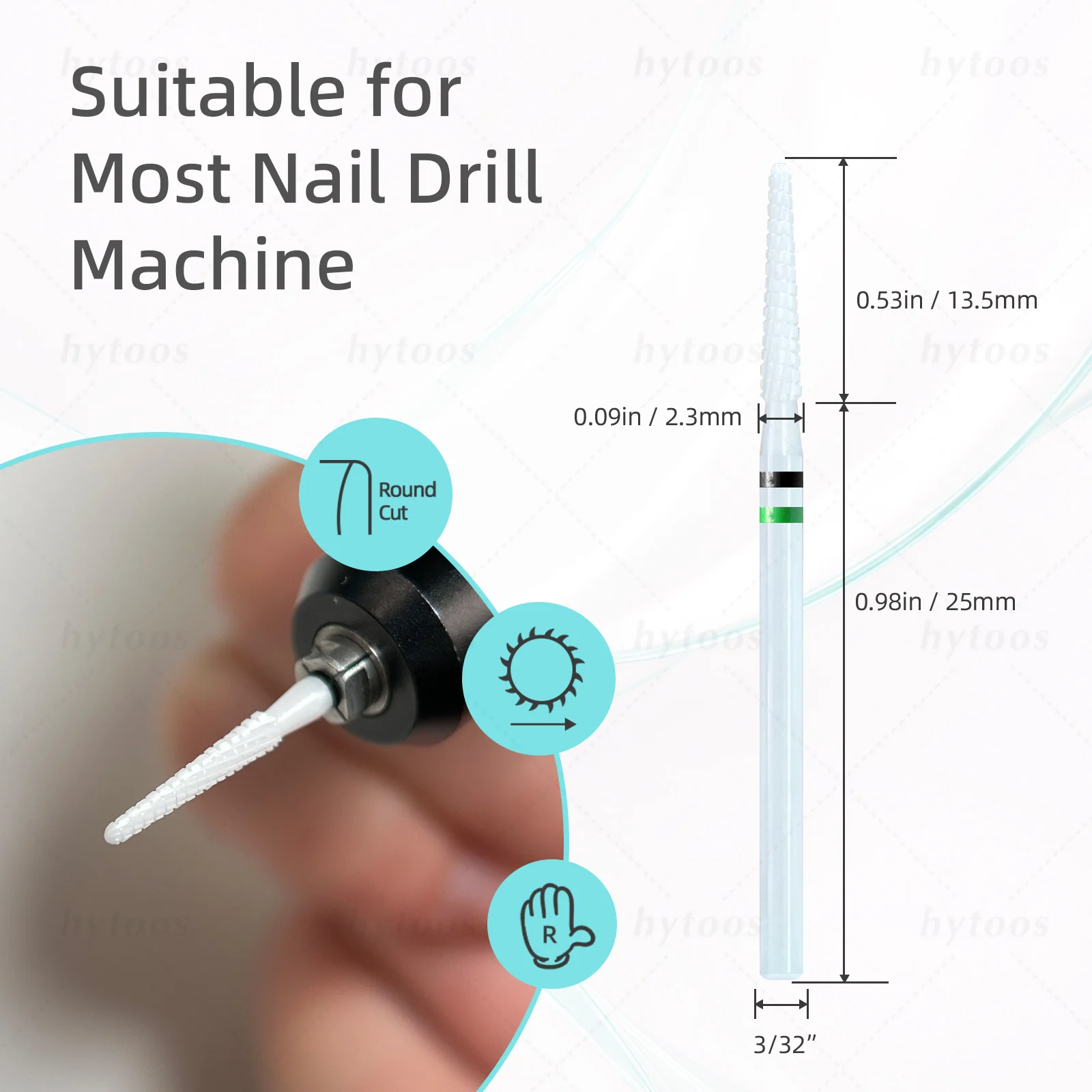 HYTOOS 콘 큐티클 클리너 화이트 세라믹 네일 드릴 비트 (각질 제거용) 네일 프리핑 도구 드릴 비트 (매니큐어 기술자용)
