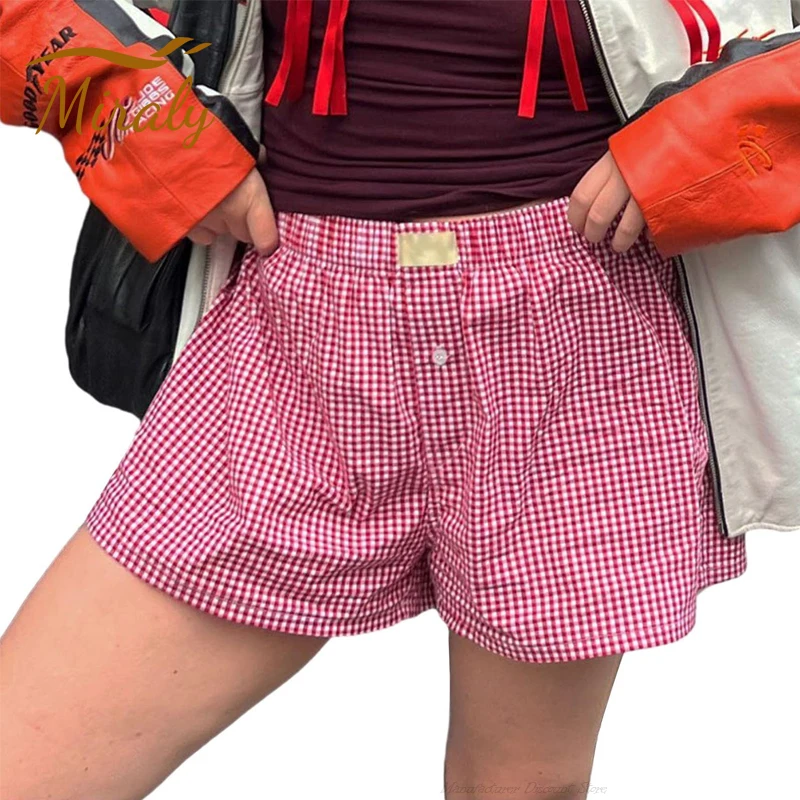 รูปสินค้า กางเกงขาสั้นลายสก็อต Y2K น่ารัก ใส่สบาย ฤดูร้อน