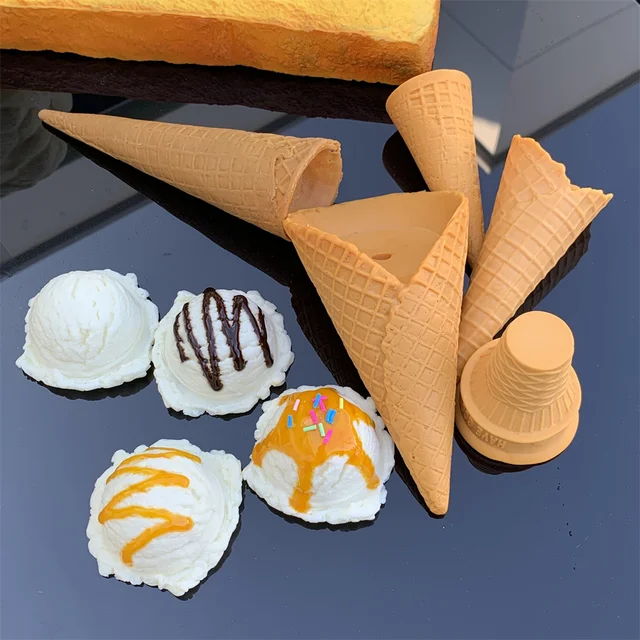 Plastic DIY Gift Toys Ice Cream Shops Simulation Food Model Toughness Resistance Soft Serve Practice Prop Waffle Cone Support