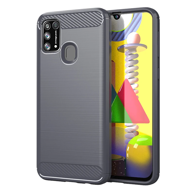 Shockproof Brushed Carbon Fiber Silicone Case - Durable Protective Back Cover