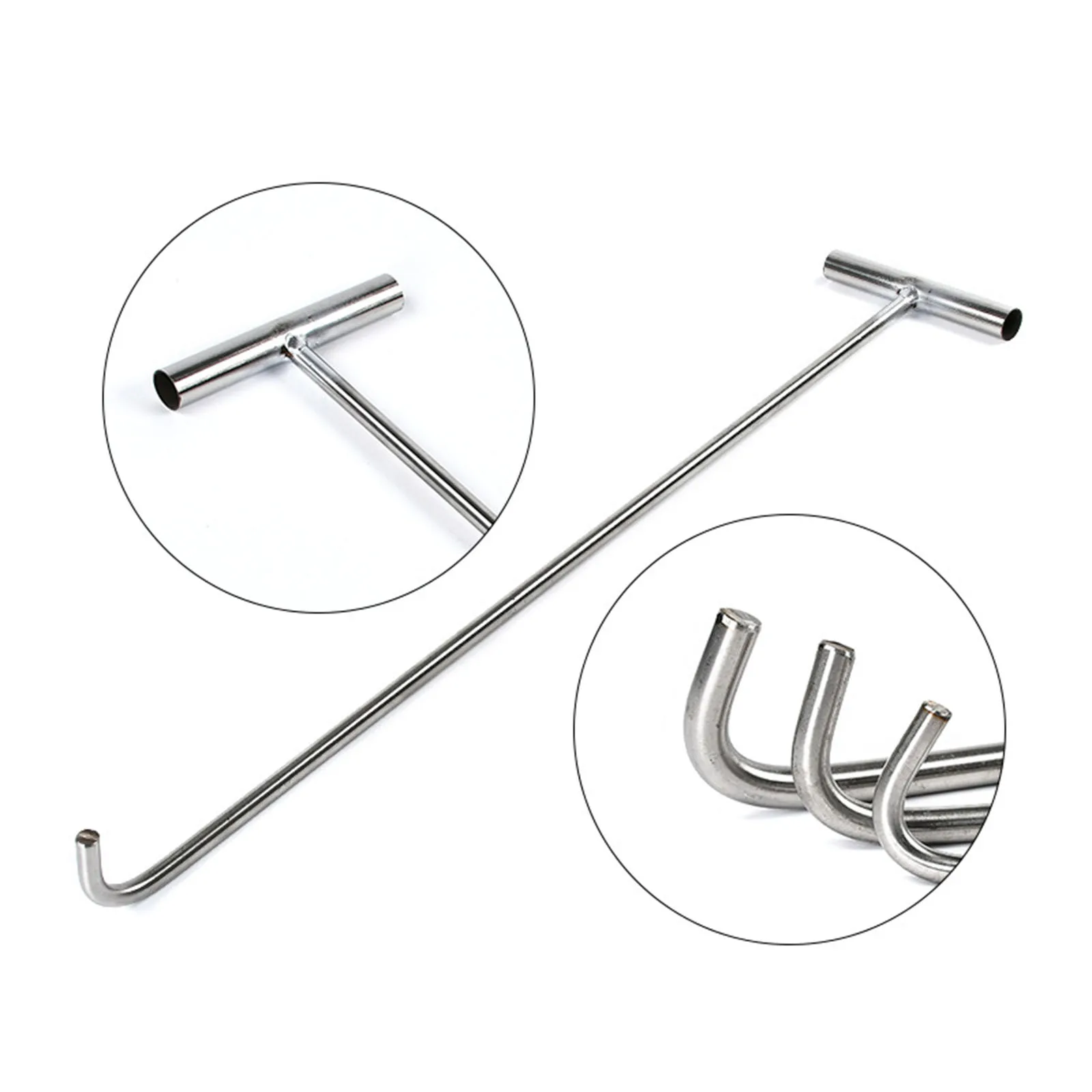 2-Piece Stainless Steel Manhole Cover Hooks - Heavy Duty Lift Tools 31cm