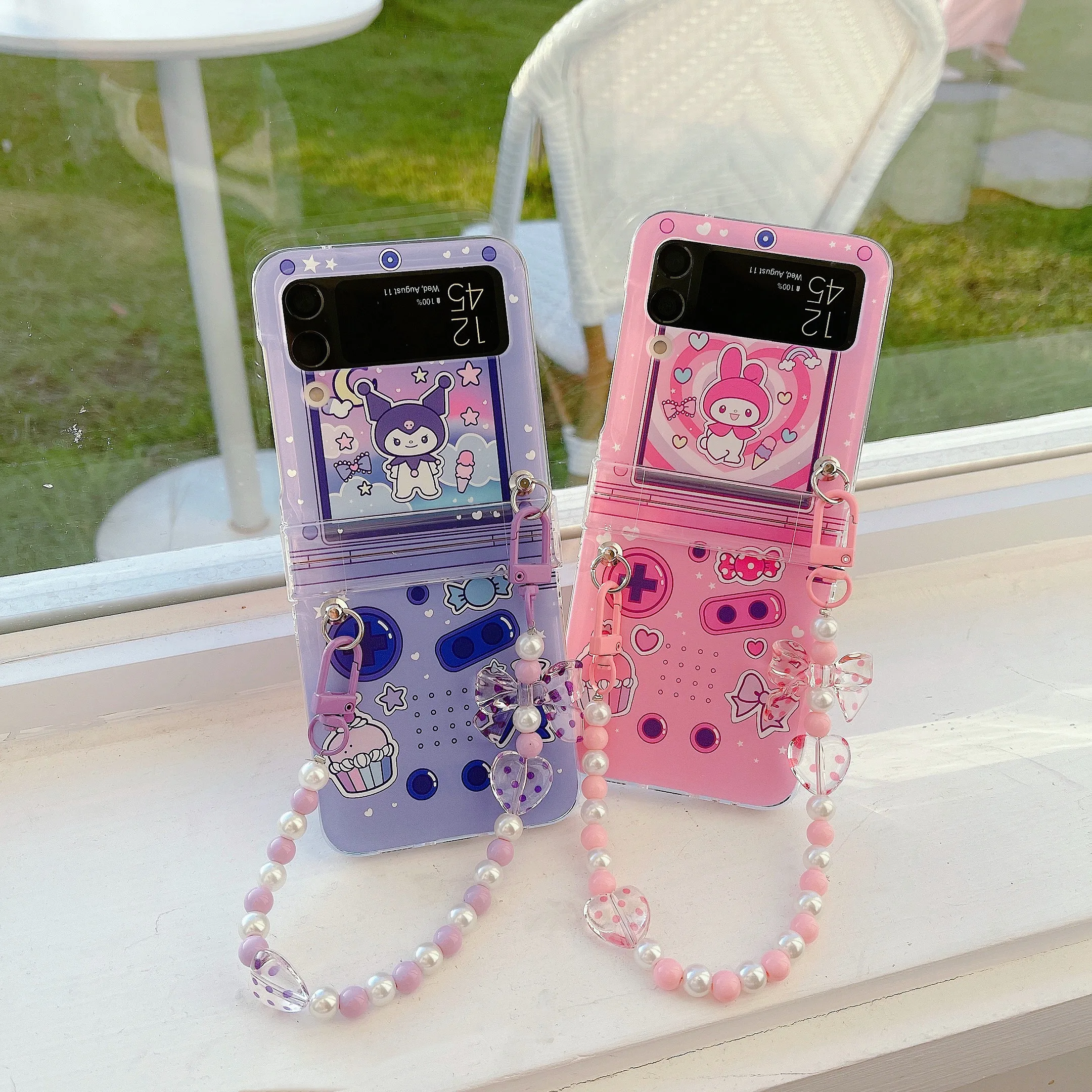 Sanrio kuromi my melody 3D украшения браслет чехол для телефона Samsung Galaxy Z Flip 3 4 5 5G ZFlip3 ZFlip4 ZFlip5 Flip3 Flip4