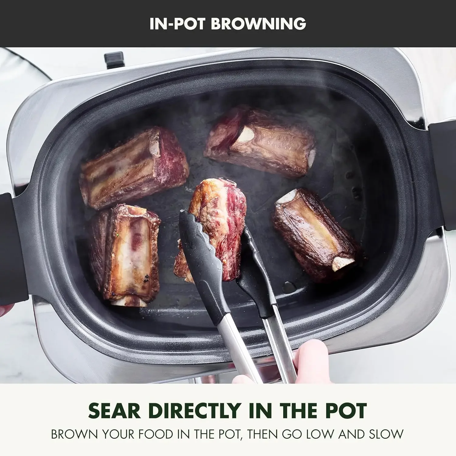Elite 8 - in -1 Programmable 6QT Electric Slow Cooker, Dishwasher Safe Lid & Removable Crock, PFAS-Free Healthy Ceramic Nonstick 5