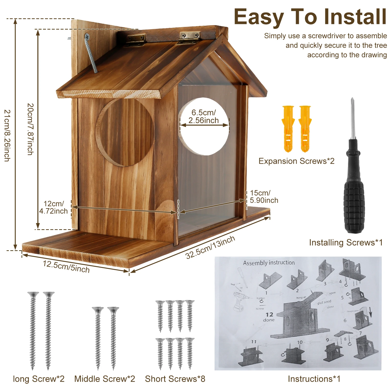Wooden Squirrel Feeder Bird Feeder Outdoor Garden Creative Pet Dining Table with Roof Squirrel Feeding Stations for Corn Peanuts