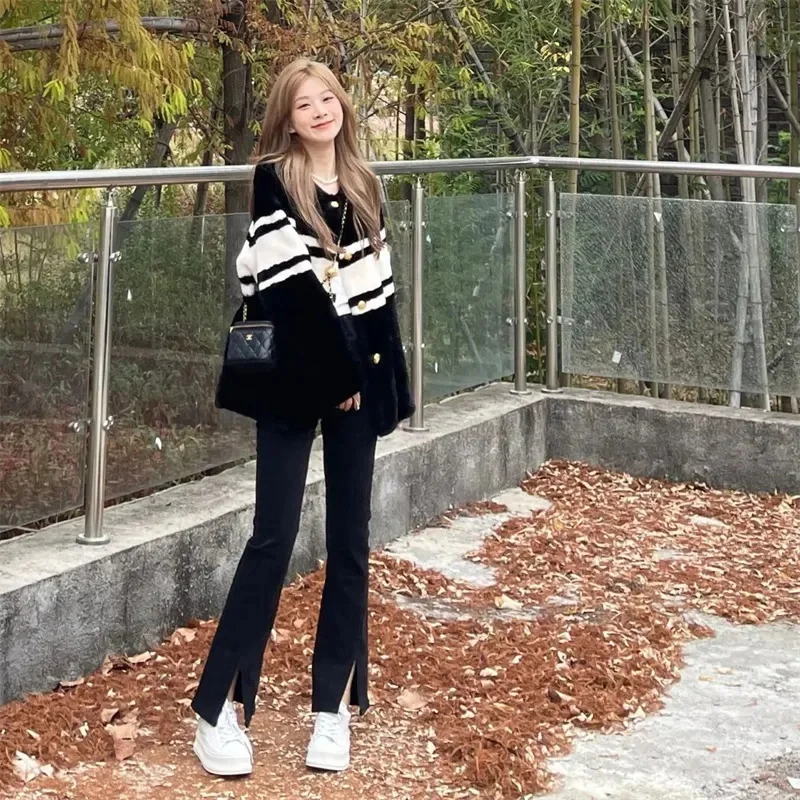 French Temperament Small Fragrance Mink Velvet Coat Women Short Style Autumn  Winter European Style Beautiful Retro Thickenedtop