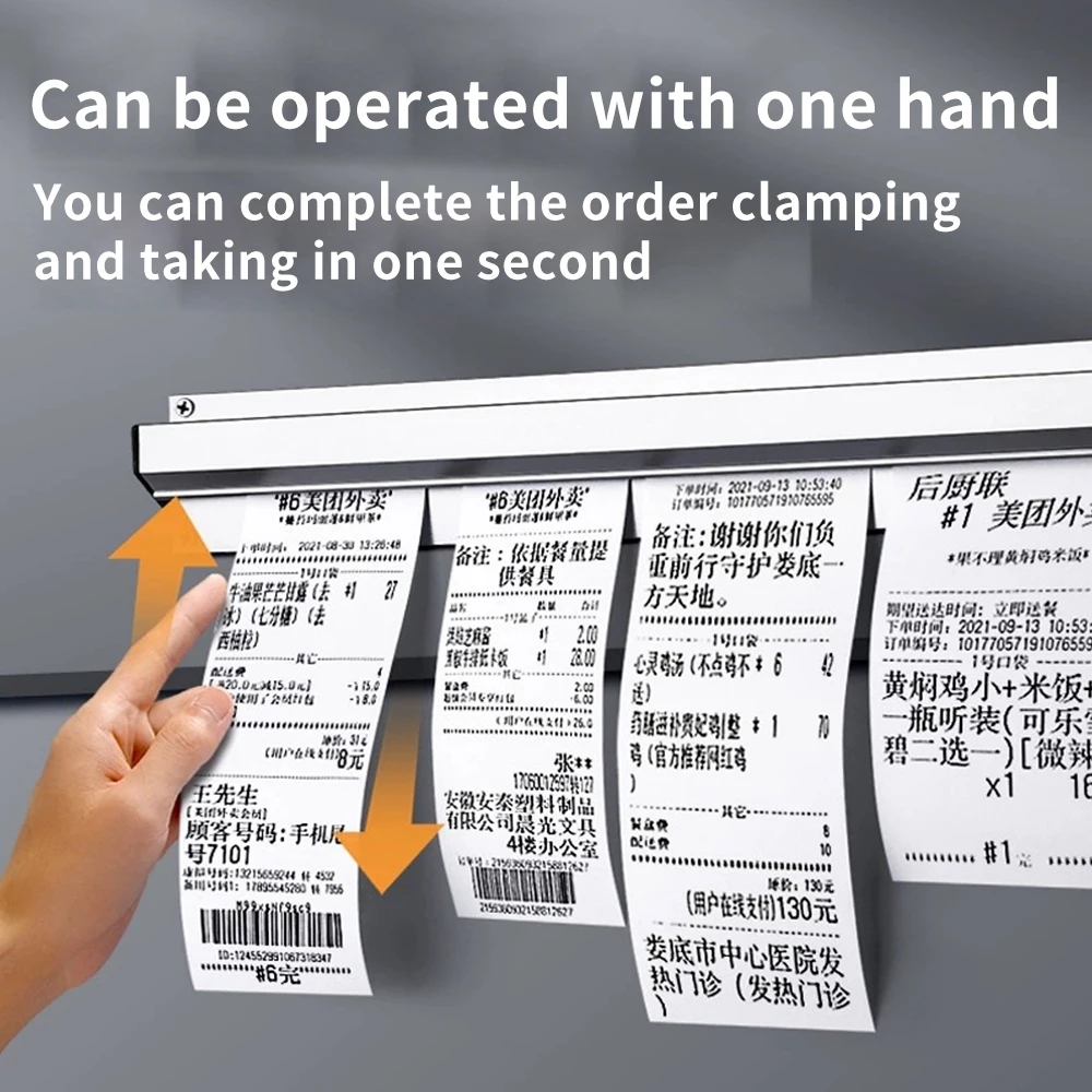 25-50cm Alloy Kitchen Desk Organizer Ticket Paper Tab Clip Order Bill Receipt Hanging Rack Bar Invoice Document Holder Tools Storage