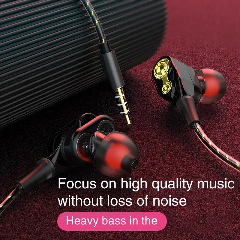 Explosive Double Moving Coil Headphones In Ear Subwoofer Cross Border Wire Controlled Fever Hifi Headphones With Shocking Sound 2