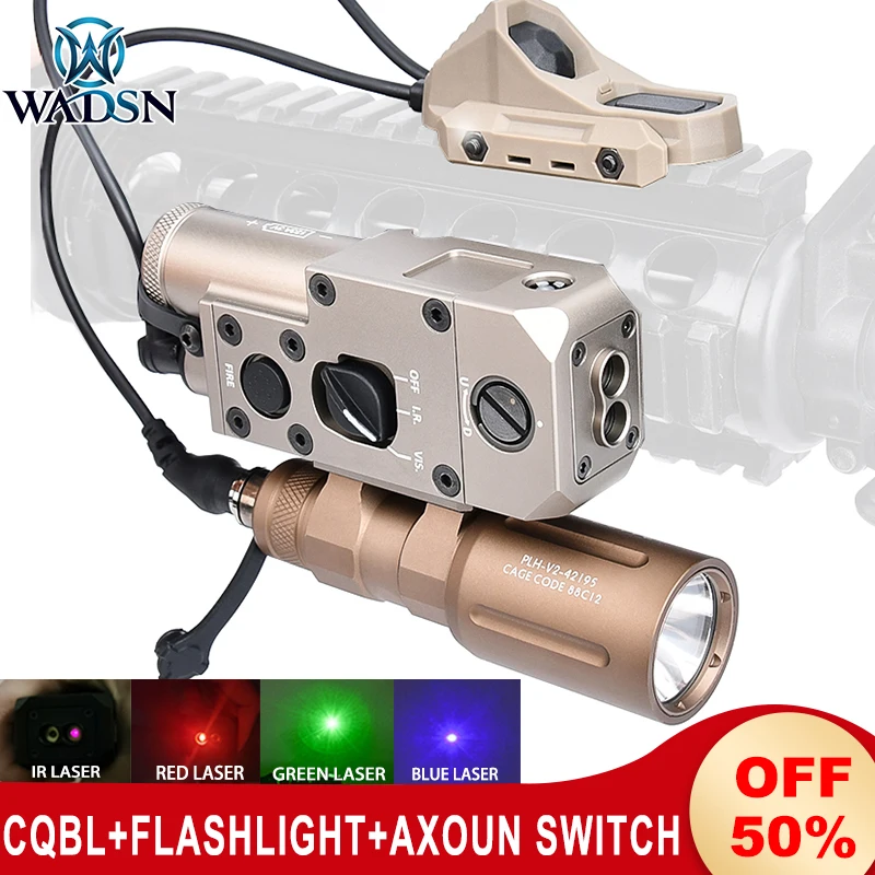 

Wadsn Airsoft Metal CQBL Laser Red Green Blue Dot PLHV2 Flashlight M300B Hunting Scoutlight Axoun Dual Switch Mlok Keymod Rail