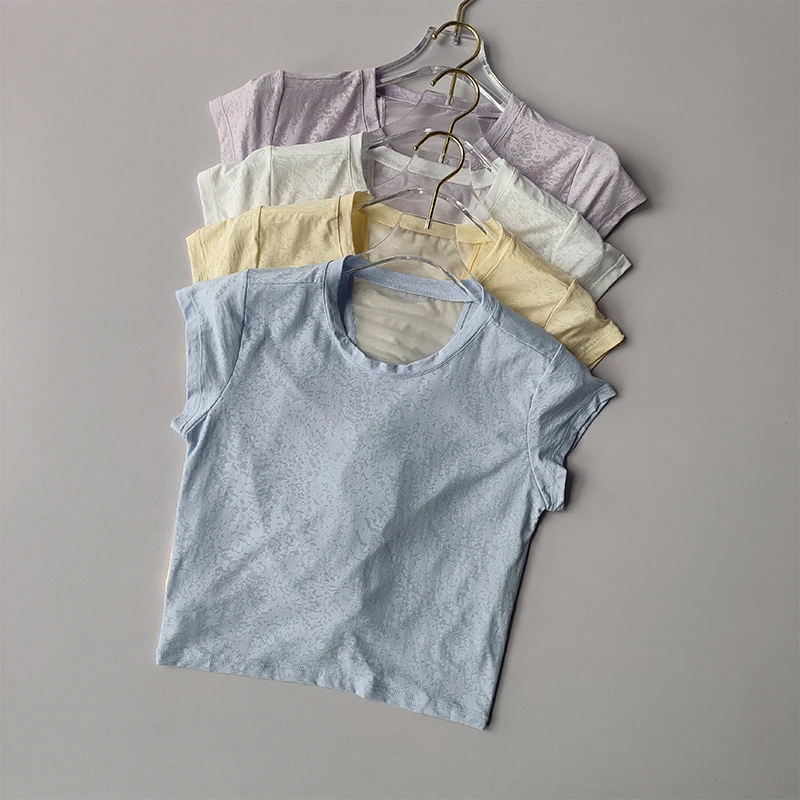 Short Breathable Beautiful Back Sports Top Women's Mesh Short Sleeved T-shirt Fitness Running Cover Up High-end Yoga Suit Summer