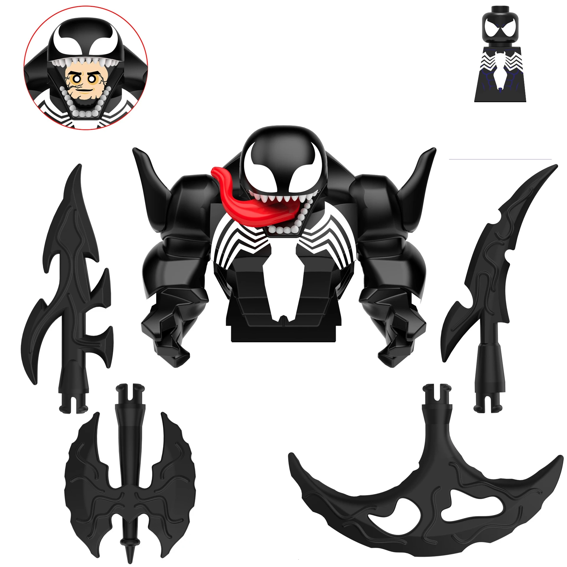 Disney Building Blocks Mini Model Figures Big Goblin Spiderman Iron Man Venom Captain Hawk Deadpool Technic Armor City Gift Toys 6