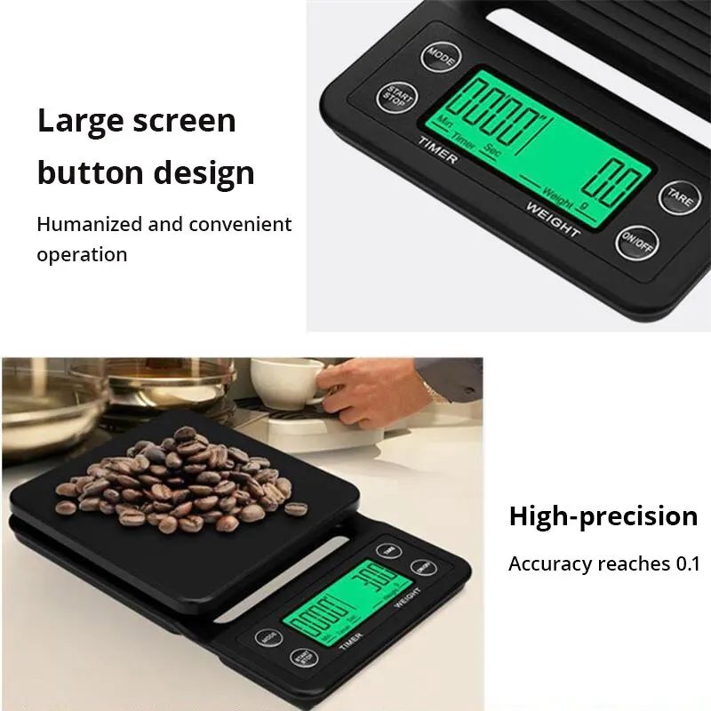 5 كجم LCD ميزان القهوة بالتنقيط الإلكتروني عالية الدقة قياس شاشة ديجيتال الموقت أدوات وزن القهوة موازين المطبخ المحمولة