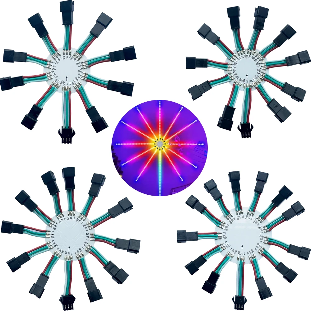 Firework Light Circular Module 10 11 12 13 WS2812B LED Channel for 5050 RGB 3 Pin Individually Addressable Pixel Strip Ring Pane