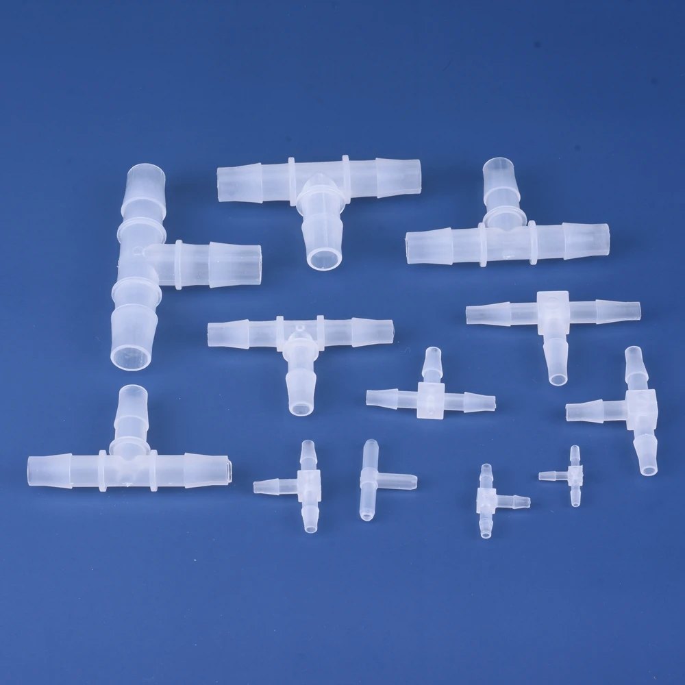 Plastic Pipe Fitting 1.6mm-14.2mm Pagoda Barb Equal 3 Way Tee Type Fish Tank PP Insert Hose Connector Home Garden