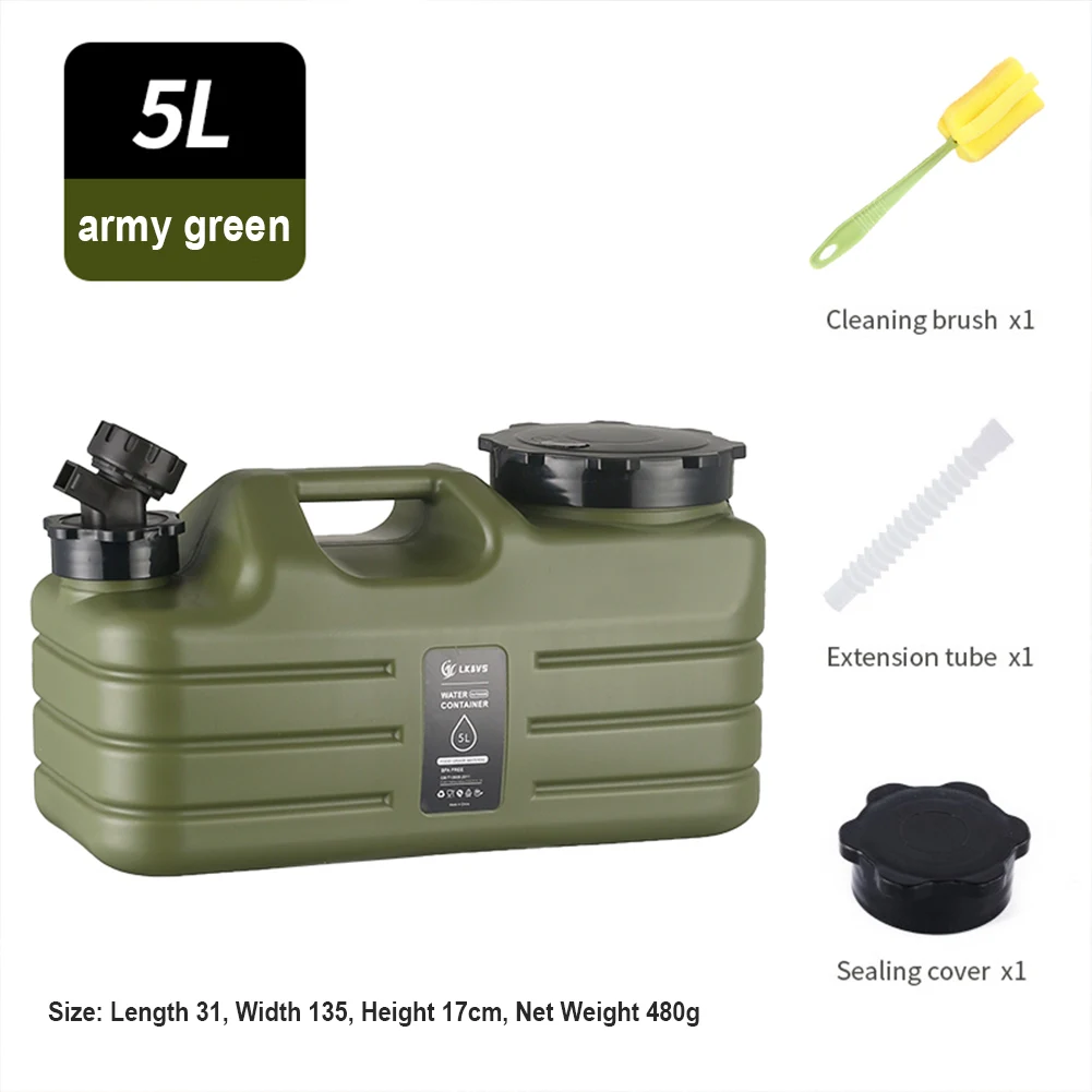 12/11/5L Water Bottle Camping Large Capacity Water Pouch With Detachable Faucet Food-Grade Car Tank Camping Bucket