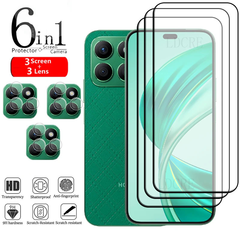 6-In-1 Per Honor X8B Glass Per Honor X8B Vetro Temperato Full Cover Colla 9H Hd Film Screen Protector Huawei Honor X8B Lens Glass