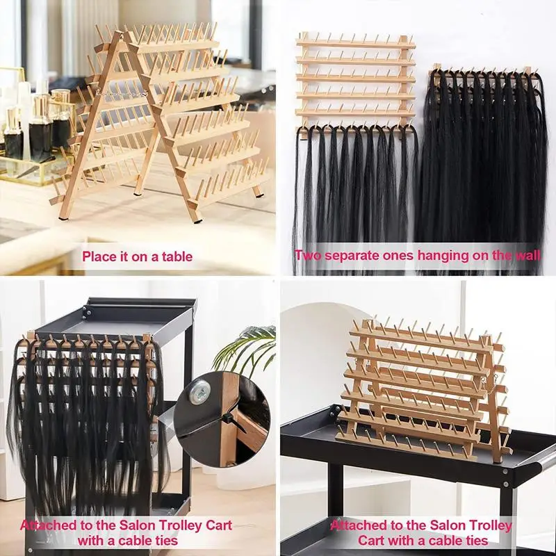 Braid Rack Braiding Hair Stand Organizer Standing Or Wall Mounted Pine Wood  Organizer With 120 Spools Home Or Professional Salon - AliExpress