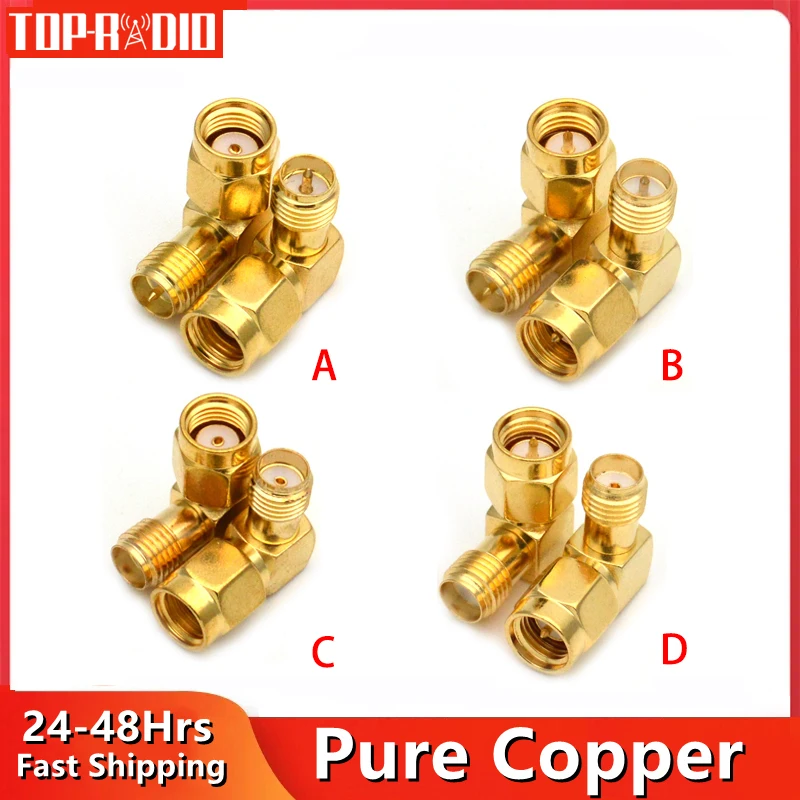 1 STÜCK SMA auf SMA-Stecker 90 Grad rechtwinkliger RPSMA-Stecker auf RP SMA-Buchse-Adapter für WIFI-Antenne / FPV-RF-Konverter Gold