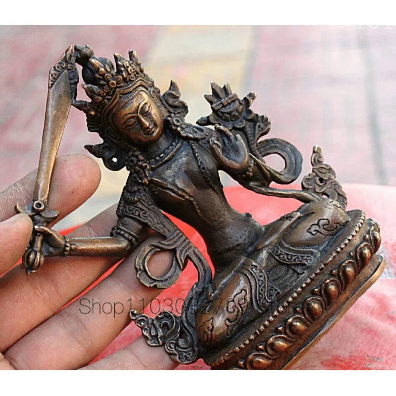 

SUIRONG---524 Tibetan Buddhism Copper Bronze Wenshu Manjushri Goddess GuanYin Buddha Statue