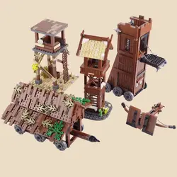 Medieval Series Build Moc Castle Tower War Chariot Crossbow Carriage Soldier Figure Accessories Small Building Block Kids Toys