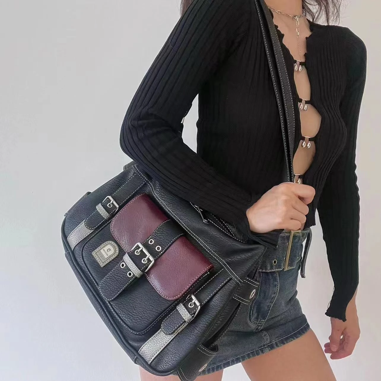 WINNIE  Crossbody Bag High Quality PU Leather Shoulder Bag Tote Women's Hip Hop Messenger Bag Large Handbag Commuter Female