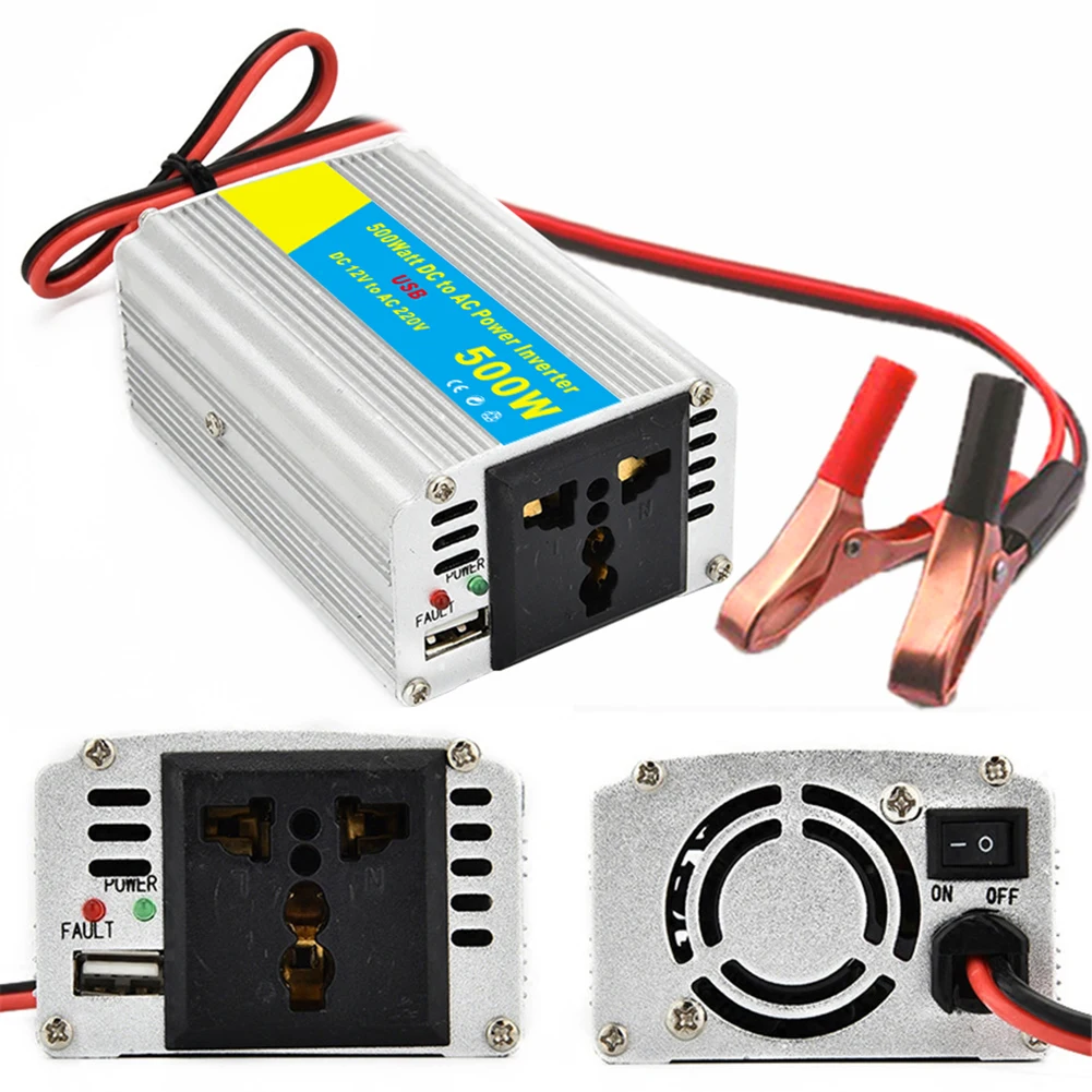 

500W Power Inverter DC 12V To AC 220V Car Inverter With 2 Universal-Sockets 1pc Car-Accessories-Tools