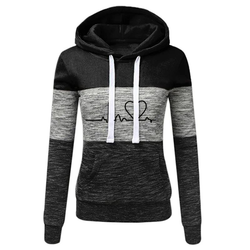 Autumn Winter Warm Women's Fleece Long Sleeve Hoodie Fashion Slim Fit Sweatshirt Ladies Casual Color Matching Outdoors Pullover 4