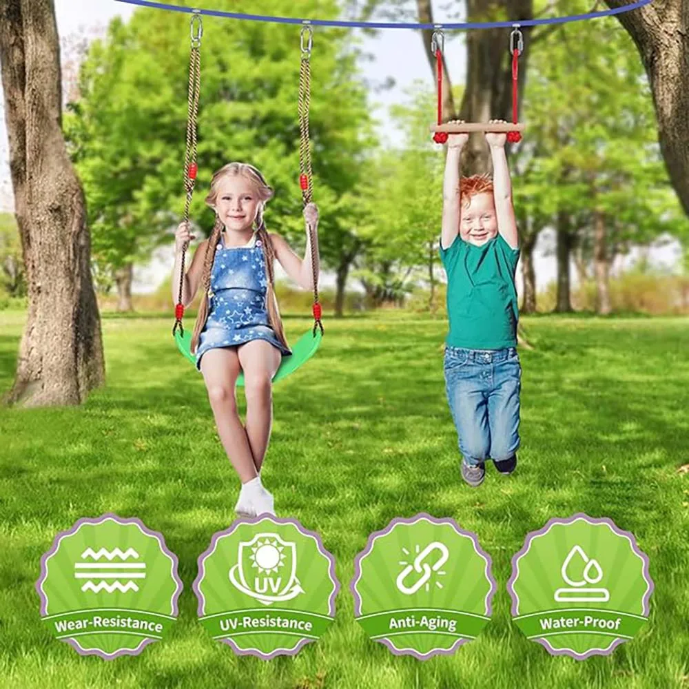 Warrior Obstacle Course For Kids, 55 FT Durable Slackline With 13 Obstacles-Swings, Monkey Bars, Arm Trainers And More, Weatherp 5