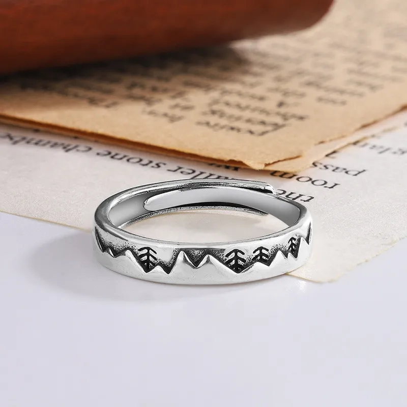 Nature Series New Original 925 Sterling Silver Mountain Tree Scenery Open Rings For Women Girl Sterling-Silver-Jewelry LR202 4