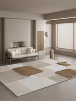 Modern Minimalist Geometric Pattern Large Area Living Room Carpets Beige Brown Bedroom Carpet Super Non-slip Creative Art Rug IG 1