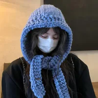 Autumn and Winter Go Out Cold and Warm Ear Protection Knitted Hat Korean Face Small Wool Hat