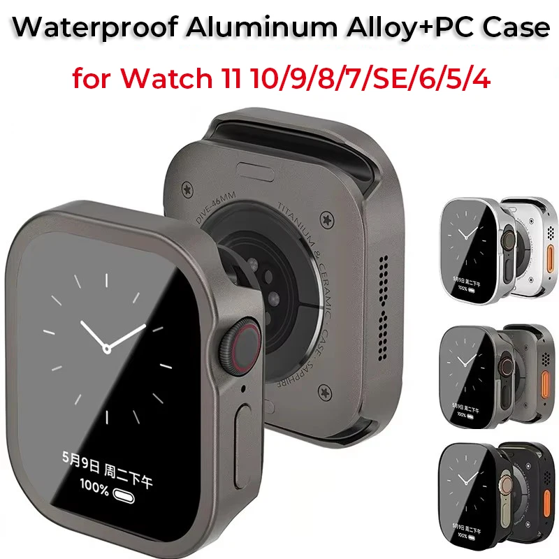 Enhanced Full Coverage Waterproof Aluminum Alloy Smartwatch Case