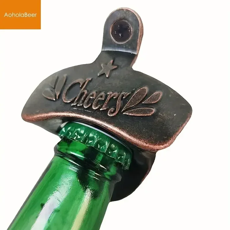 1pc Cheers Wall Mounted Bottle Opener Bar Decorative Wall Hanging Beer Opener BBQ DIY Bottle Kitchen Tools bottle opener kitchen tools
