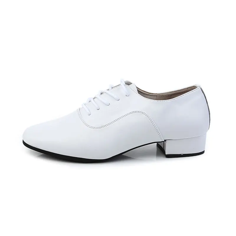 White Men Dance Shoes Modern Dancing Shoes Square Natural Leather Ballroom Male Sneakers Breathable Latin Dance Shoes For Men