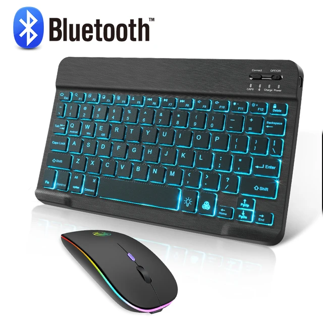 Mini clavier et souris sans fil rétroéclairés Bluetooth, clavier