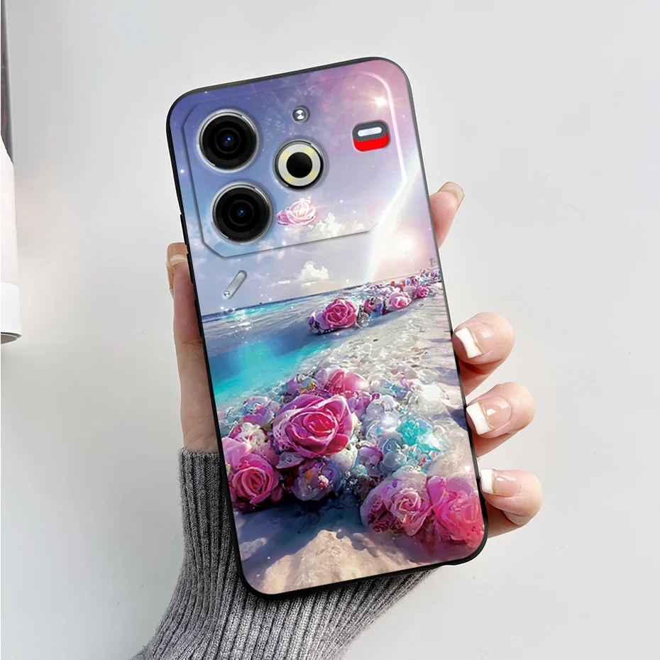 Luxury Marble Black Silicone Soft Phone Case - Elegant TPU Back Cover in 6.78