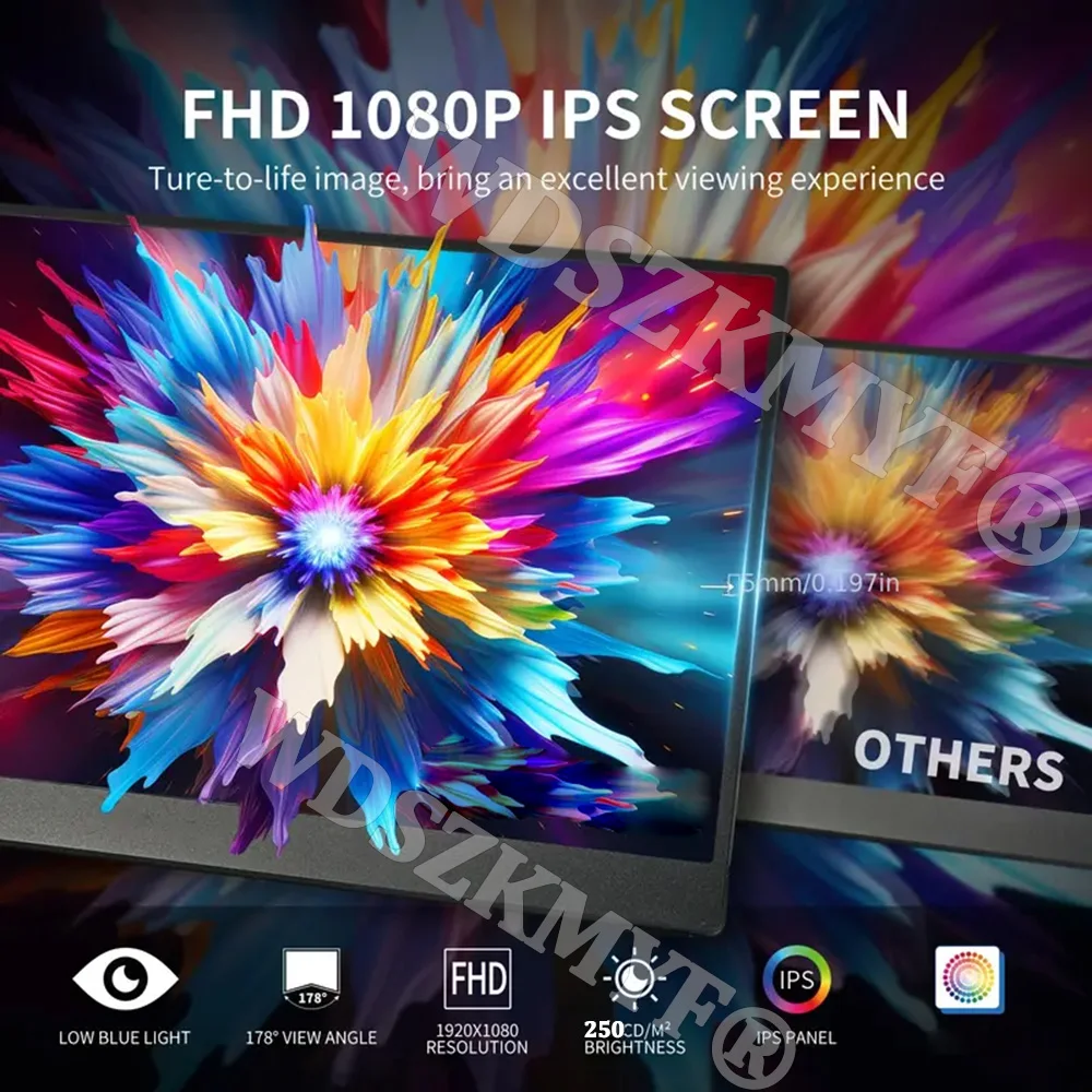 Big18. 5" 15.6"Wireless Display Portable Monitor WIFI Support Mirroring for Phone, Miracast for Laptops, For XBox PS4 / 5 Switch