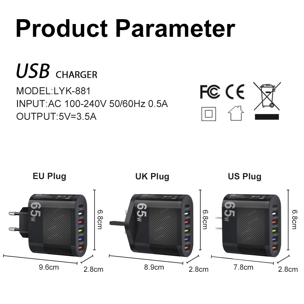 15W USB Charger QC 3.0 Fast Charger Type C Mobile Phone Charger Wall Adapter For Iphone 15 16 Pro Max Xiaomi Huawei Samsung