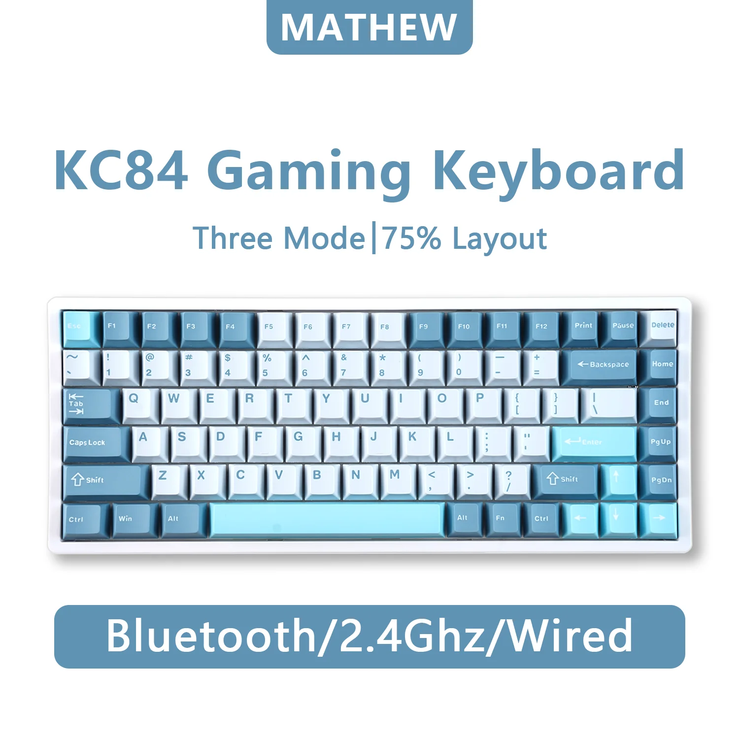 MATHEW KC84 게임용 기계식 키보드 84 키 프로그래밍 가능한 Bluetooth 무선 맞춤형 기계식 키보드 RGB 핫 스왑 가능