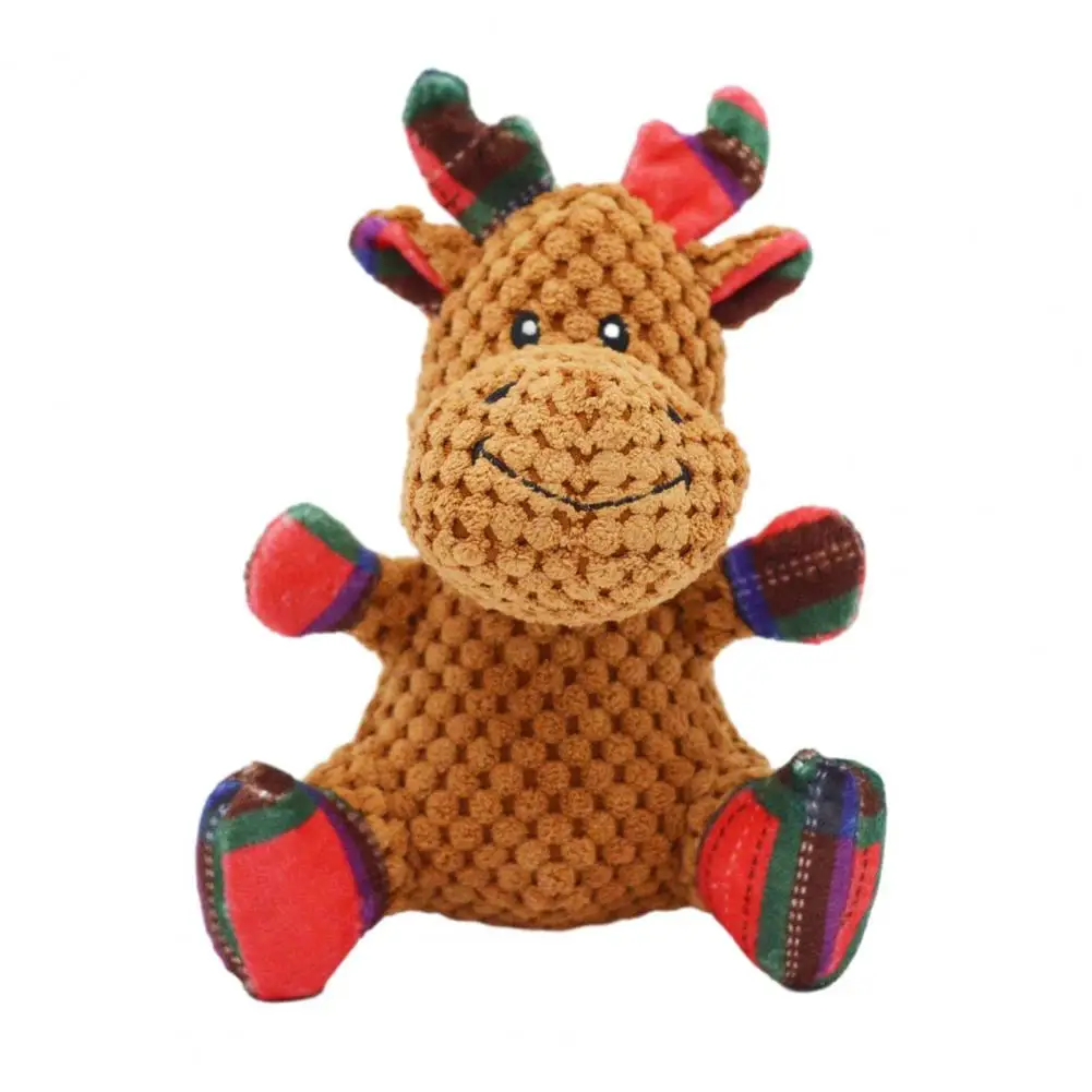 Christmas Squeaky Dog Toy Pet Toy Funny Plush Squeaky Dog Elk Shape Engaging Stuffed for Christmas Cute Puppy Supplies Dog Bite pet dog cute plush squeaky bone bite resistant clean dog chew puppy training toy soft fruit seafood cake vegetable pet supplies