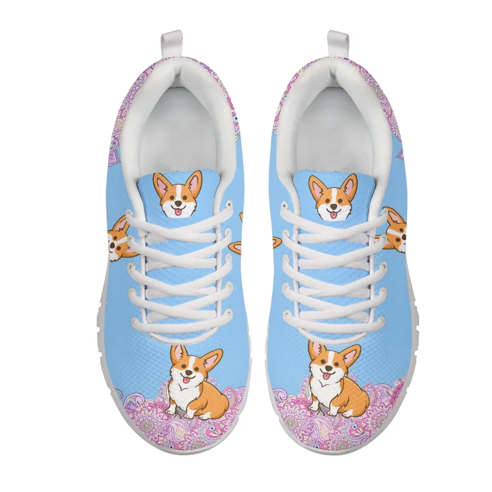 

Doginthehole Ladies High Quality Mesh Shoes Corgi Print Running Lightweight Flat Sneaker Shoes for Women Adult Casual Zapatillas