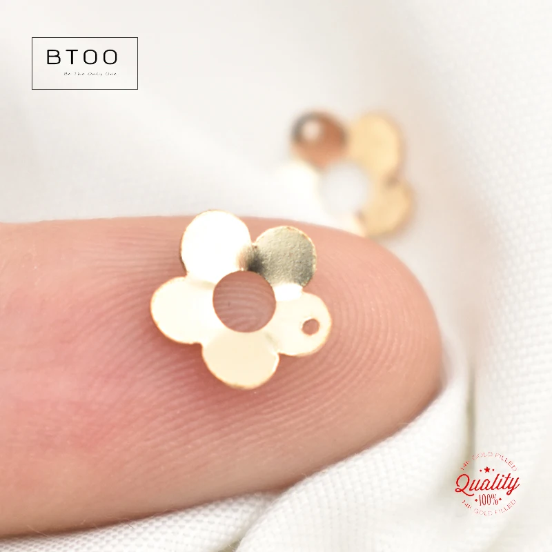 14K Gold Filled Flower Charms 8MM Gold Flower Slice Charm For Bracelet Necklace Earring DIY Jewelry Findings Jewelry Accessories