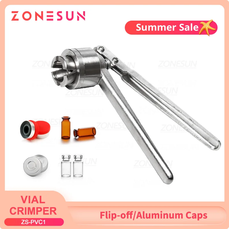 

ZONESUN Handheld Vial Crimper Sealer 11mm to 32mm Bottle Sealing Tool Manual Capper Flip Off Cap ZS-PVC1