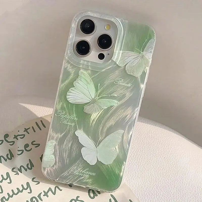 Gradient Butterfly Phone Case with Bowknot and Floral Design