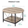 Round Coffee Table with Storage, Rustic Living Room Tables with Sturdy Metal Legs, OAK 6