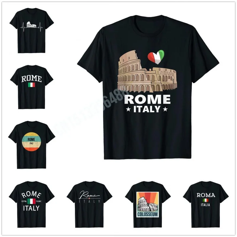 Uomo Donna T Shirt More Design Roma Roma Italia Italian European Coliseum Vintage T-Shirt Map Top 100% Cotone Tees
