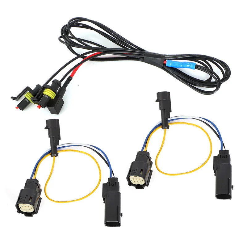 LED headlight harness adapter utilizing plug and play fuse tap harness with 4th wire present For Jeep Wrangler JL