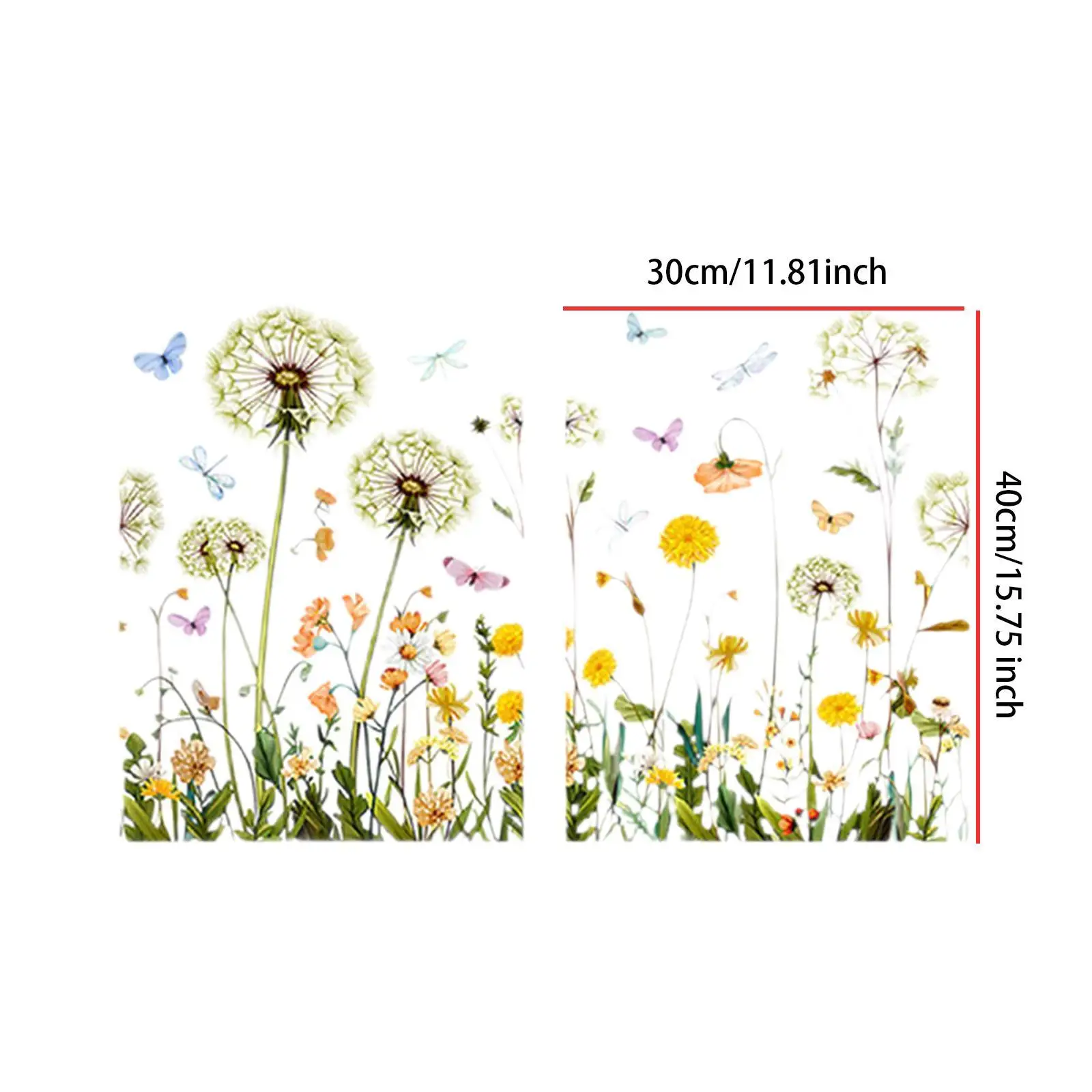 2Pcs Garden Flowers Window Clings Modern Art Decorative Wild Flower Window Decals for Bedroom Living Room Home Spring Decoration